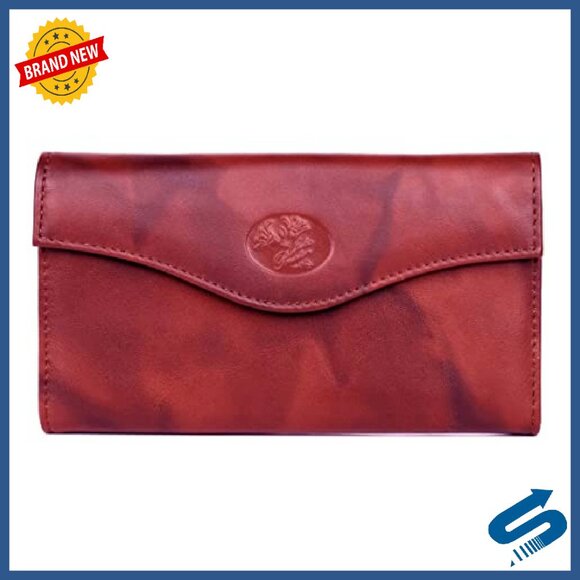 Genuine Leather RFID Blocking Clutch Wallet with Removable Checkbook Holder